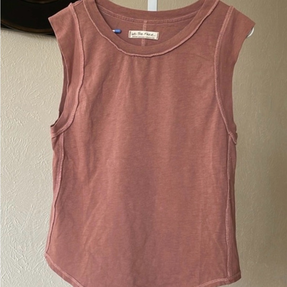 Women's Free People/ We The Free Dusty Rose 0 Cotton Dust Muscle Tee - Picture 2 of 2